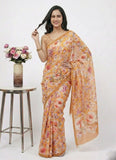 Latest Beautiful Digital Print Satin Crepe Saree