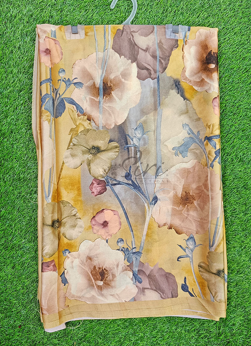 Latest Beautiful Digital Print Satin Crepe Saree