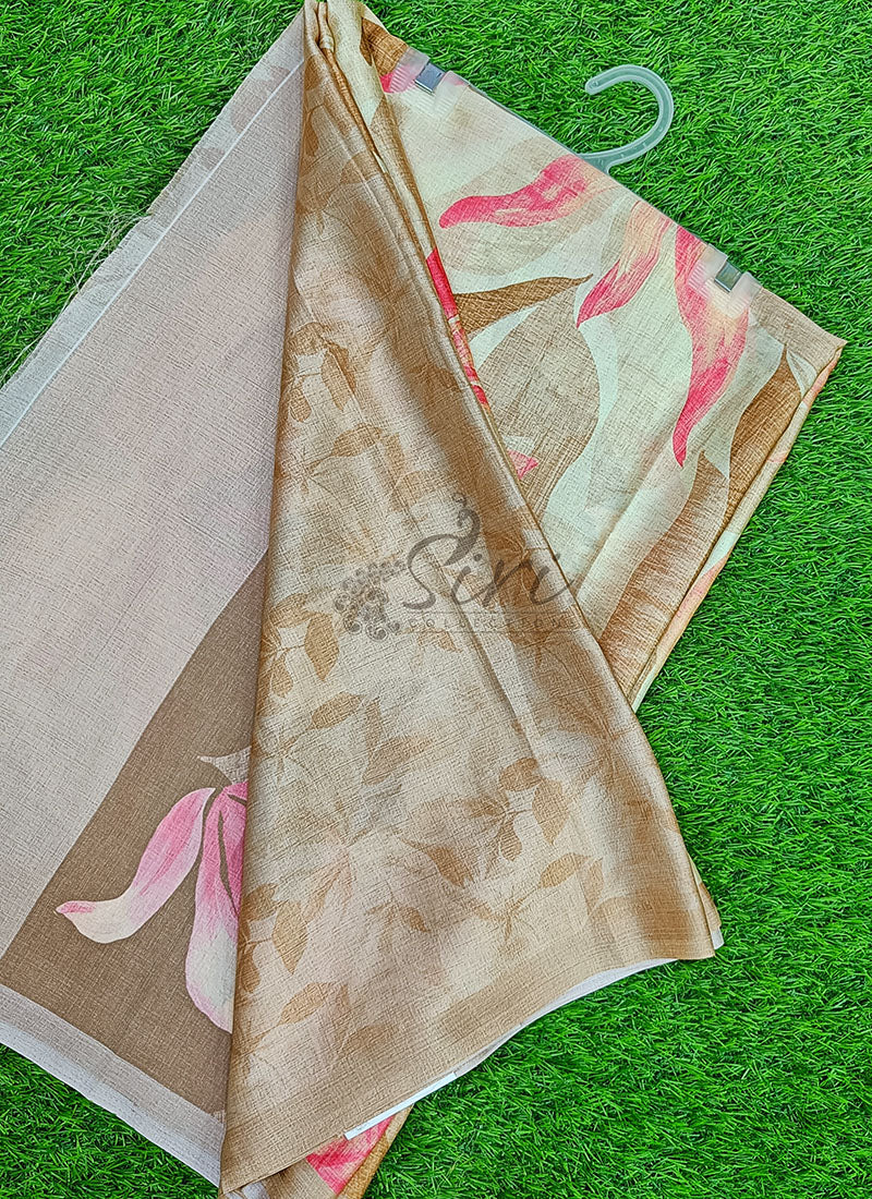 Latest Beautiful Digital Print Satin Crepe Saree