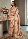 Latest Beautiful Digital Print Satin Crepe Saree