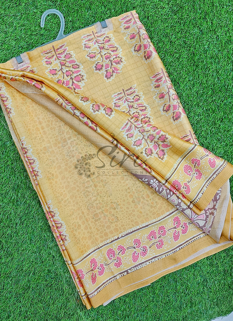 Latest Beautiful Digital Print Satin Crepe Saree