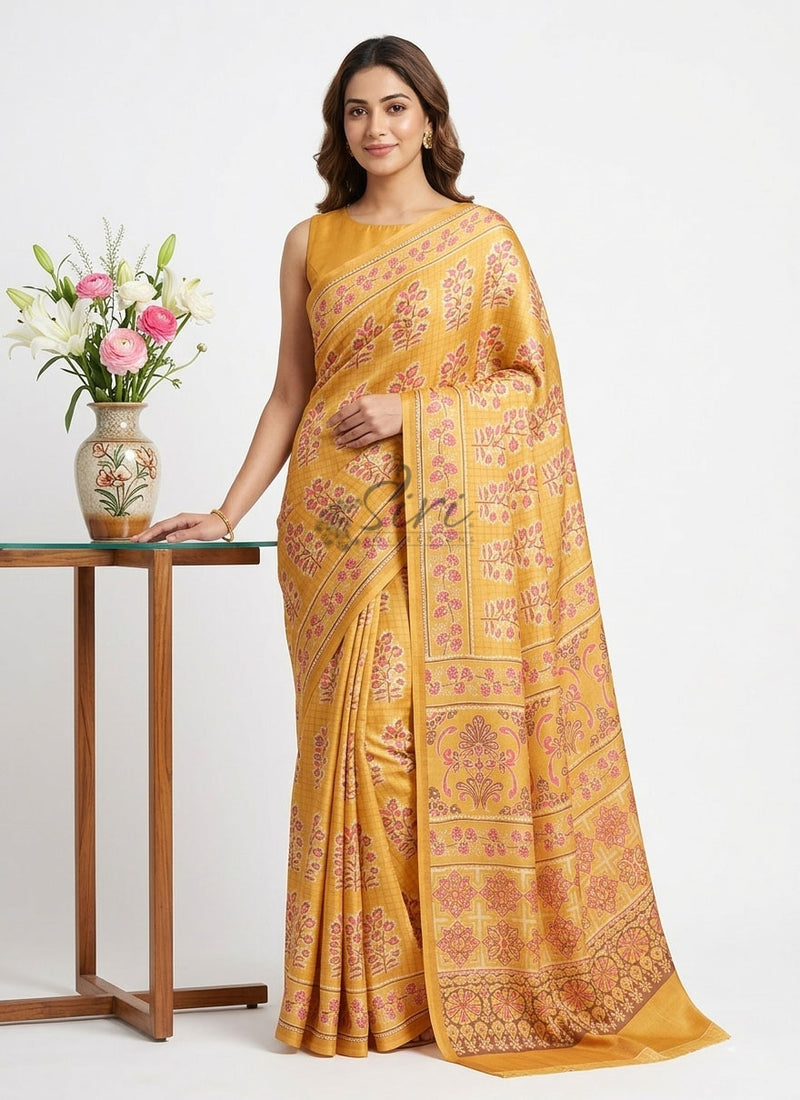 Latest Beautiful Digital Print Satin Crepe Saree