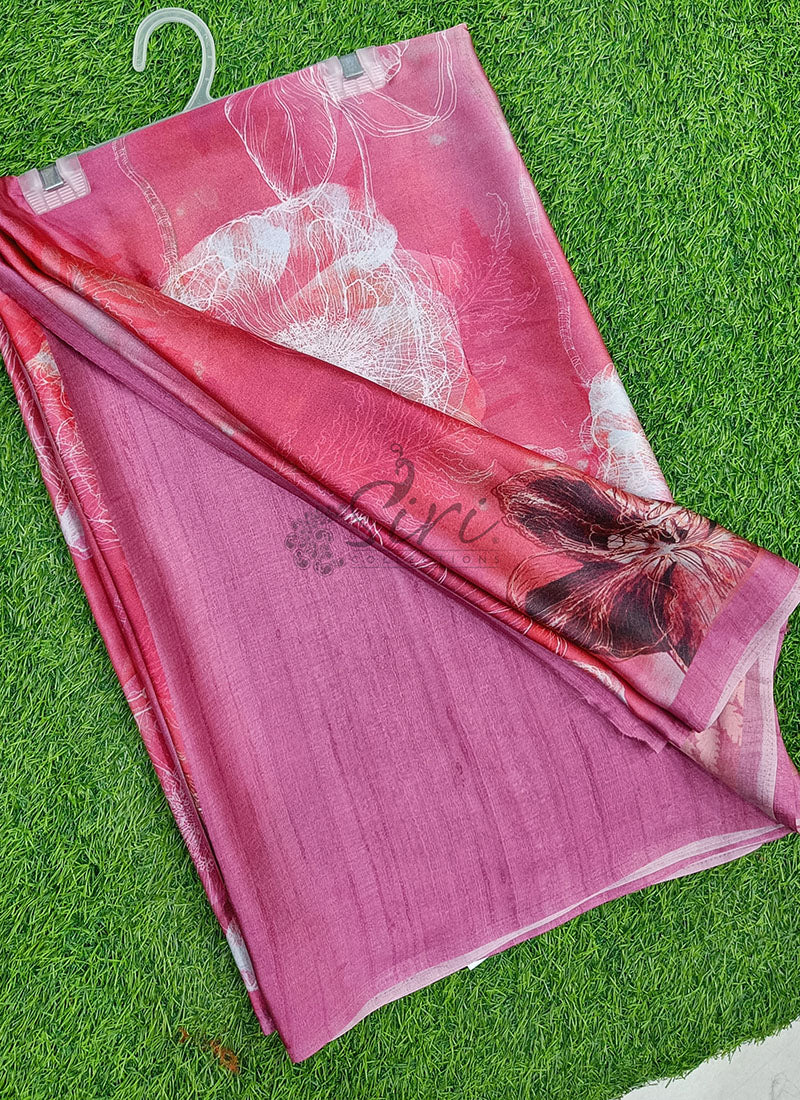 Latest Beautiful Digital Print Satin Crepe Saree