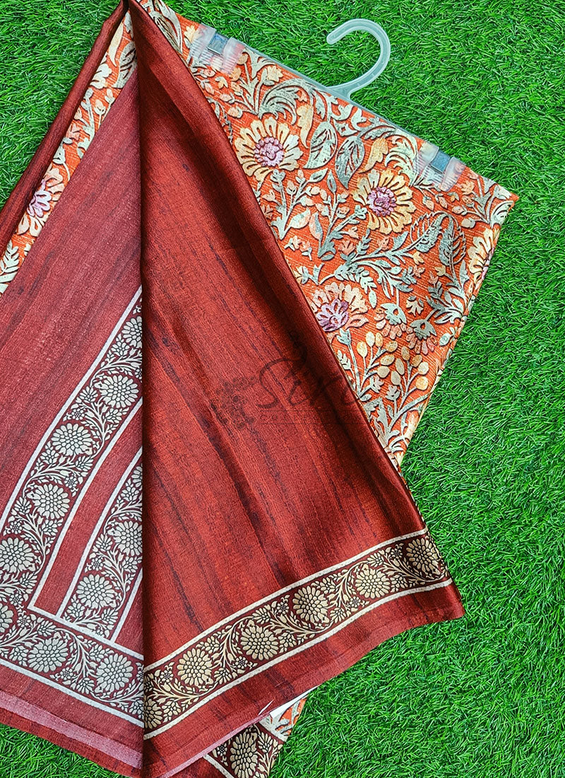 Latest Beautiful Digital Print Satin Crepe Saree