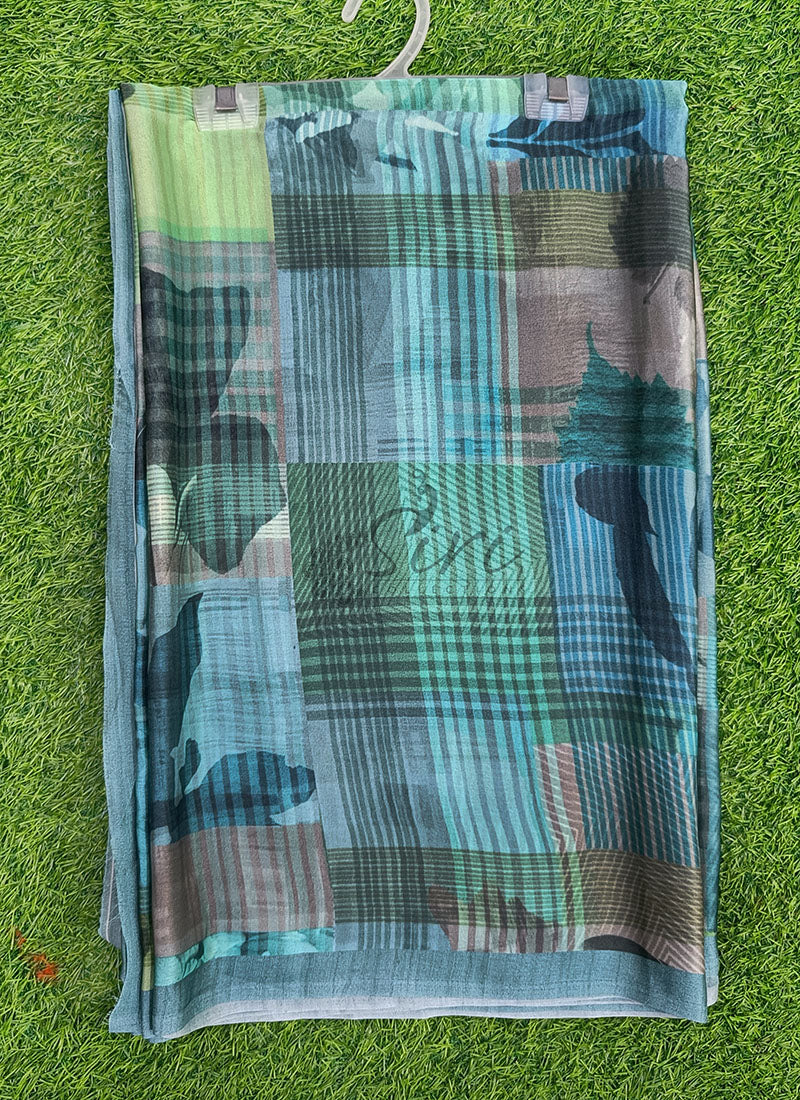 Latest Beautiful Digital Print Satin Crepe Saree