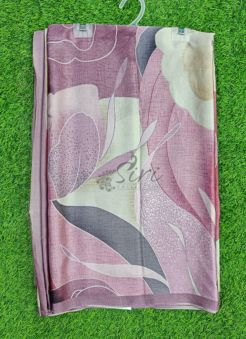 Latest Beautiful Digital Print Satin Crepe Saree