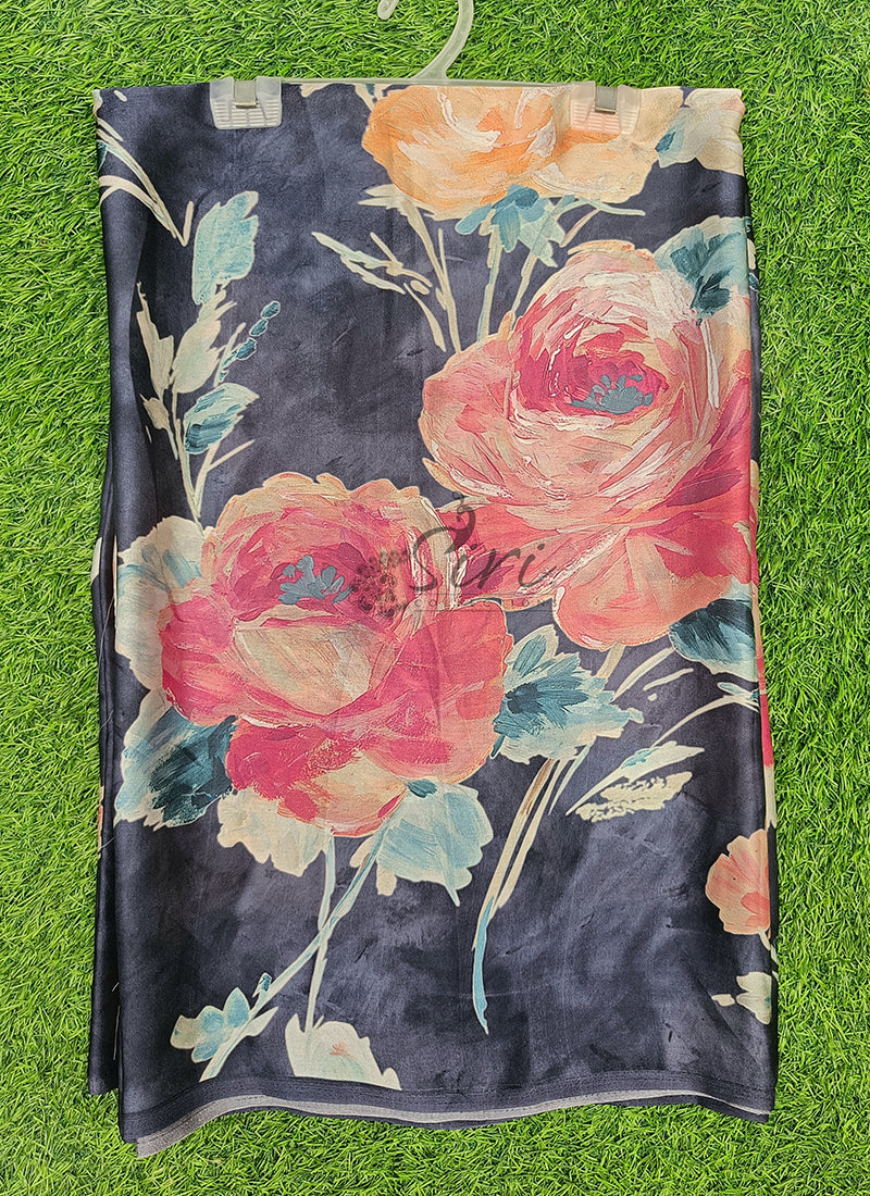 Latest Beautiful Digital Print Satin Crepe Saree