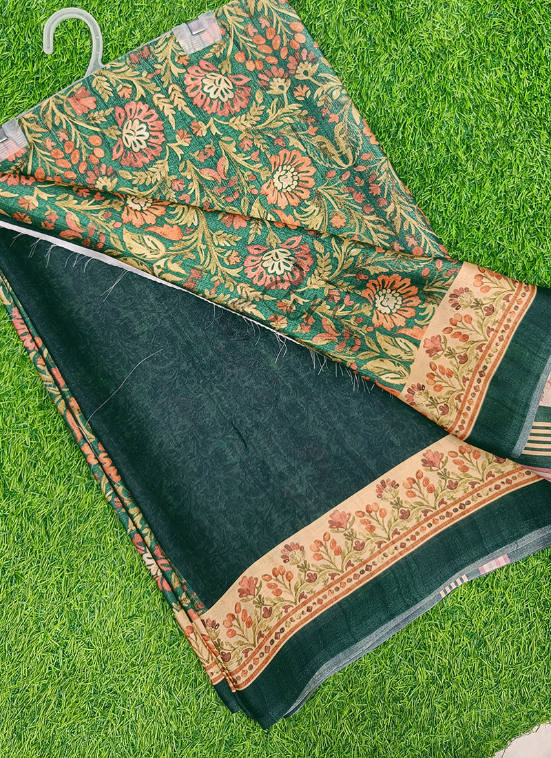 Latest Beautiful Digital Print Satin Crepe Saree