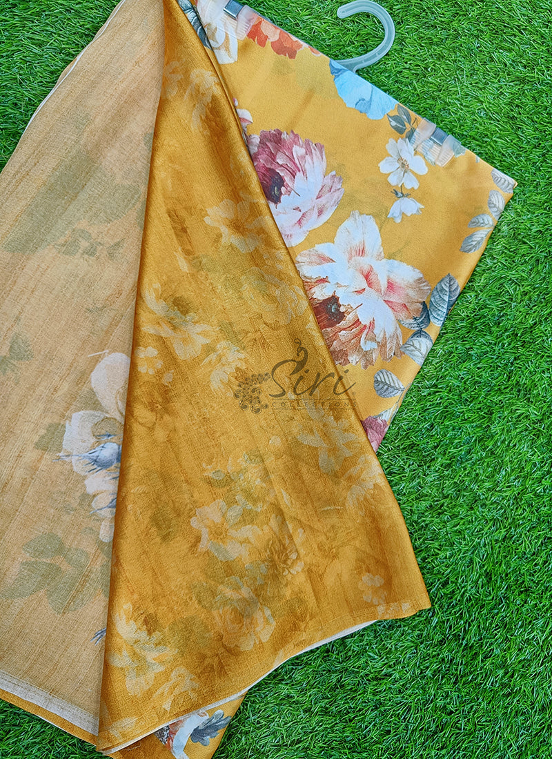 Latest Beautiful Digital Print Satin Crepe Saree