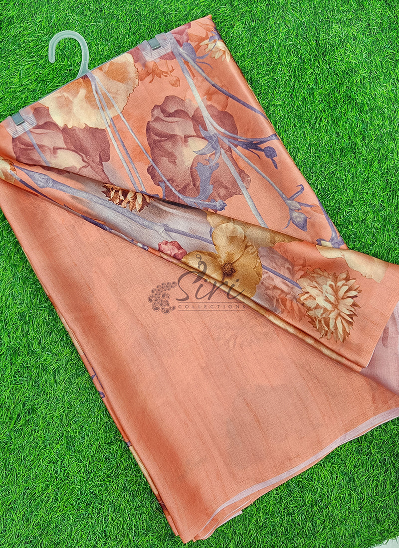 Latest Beautiful Digital Print Satin Crepe Saree