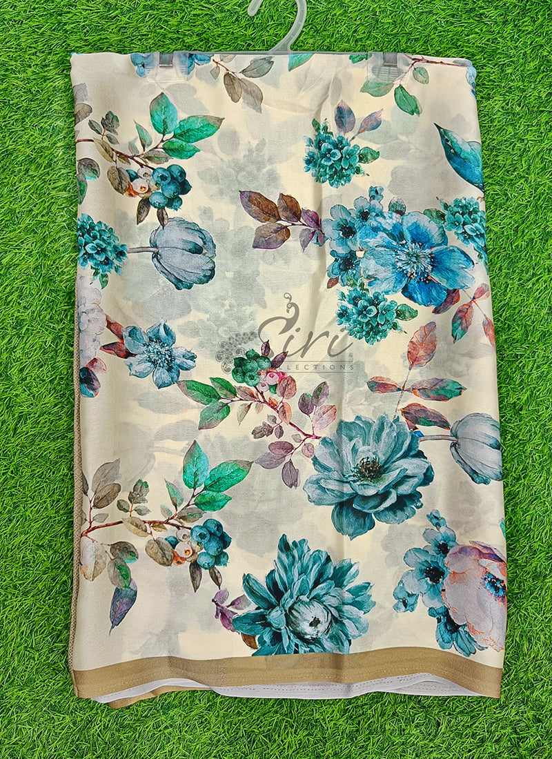 Latest Beautiful Digital Print Satin Crepe Saree