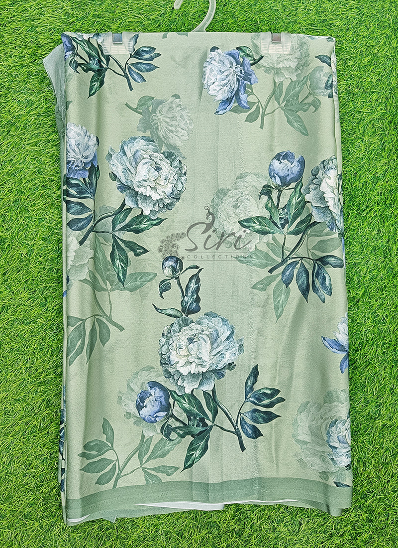 Latest Beautiful Digital Print Satin Crepe Saree