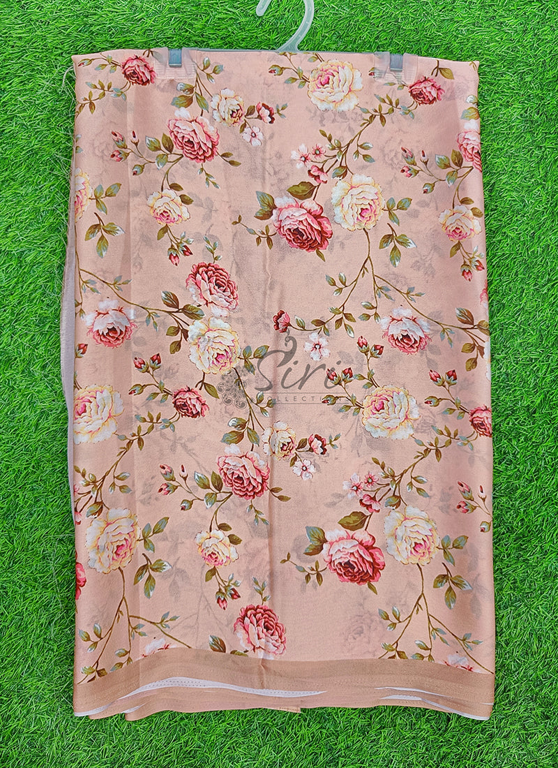 Latest Beautiful Digital Print Satin Crepe Saree