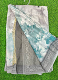 Lovely Shaded Digital Print Satin Saree