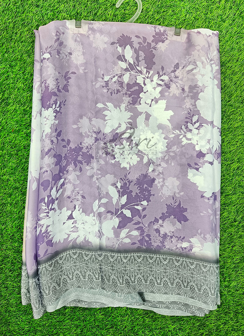 Lovely Shaded Digital Print Satin Saree