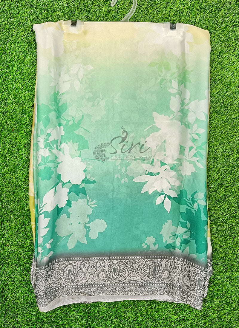 Lovely Shaded Digital Print Satin Saree