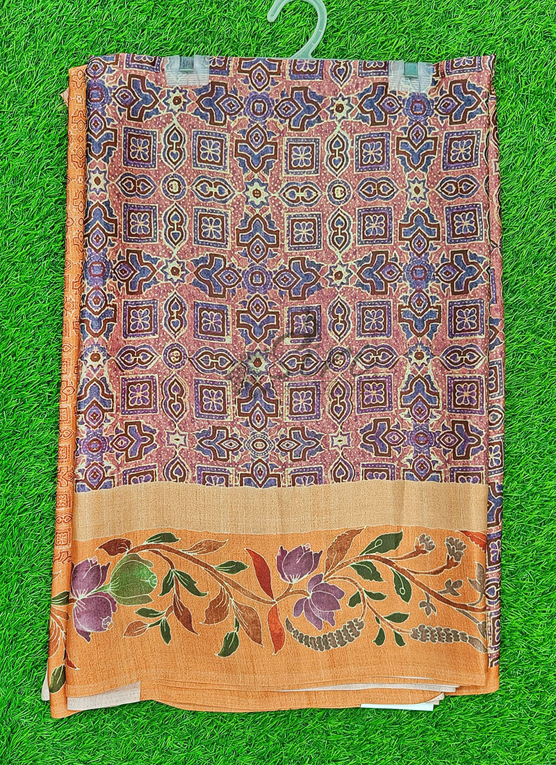 Latest Beautiful Digital Print Satin Crepe Saree