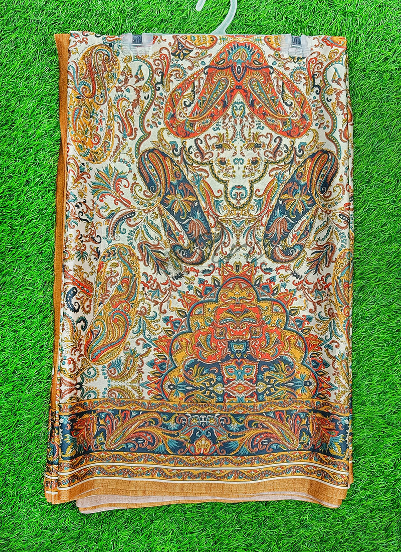 Latest Beautiful Digital Print Satin Crepe Saree