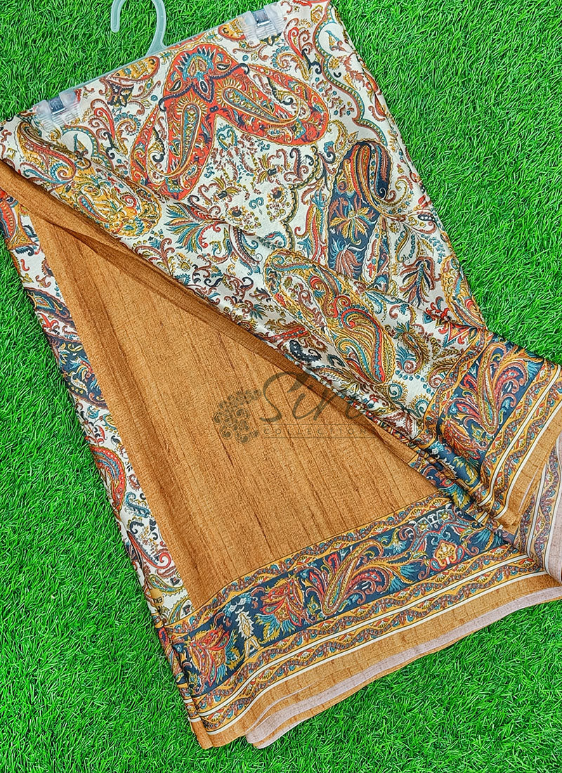 Latest Beautiful Digital Print Satin Crepe Saree