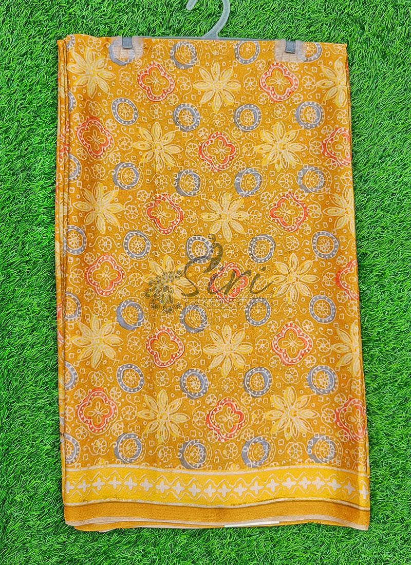 Latest Beautiful Digital Print Satin Crepe Saree