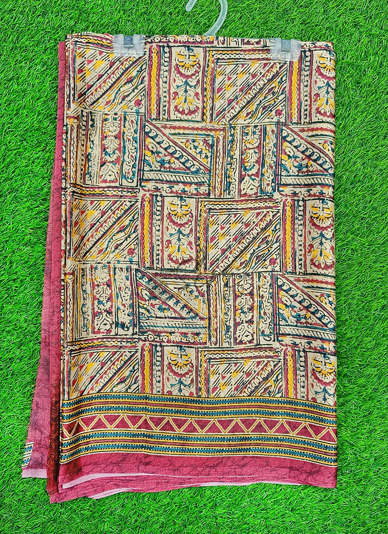 Latest Beautiful Digital Print Satin Crepe Saree