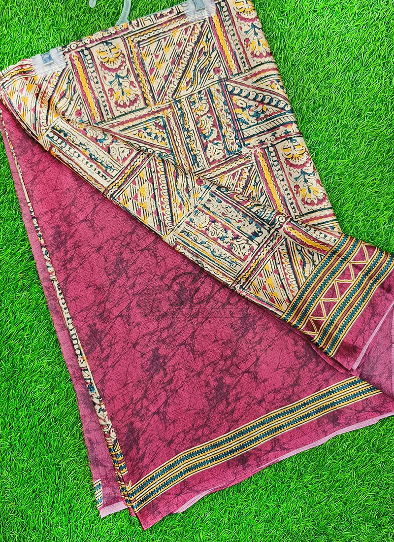 Latest Beautiful Digital Print Satin Crepe Saree