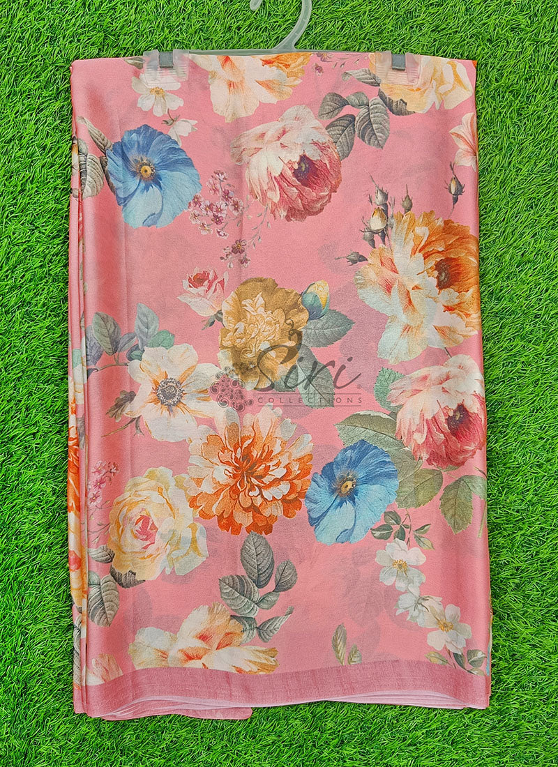 Latest Beautiful Digital Print Satin Crepe Saree