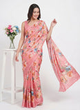 Latest Beautiful Digital Print Satin Crepe Saree