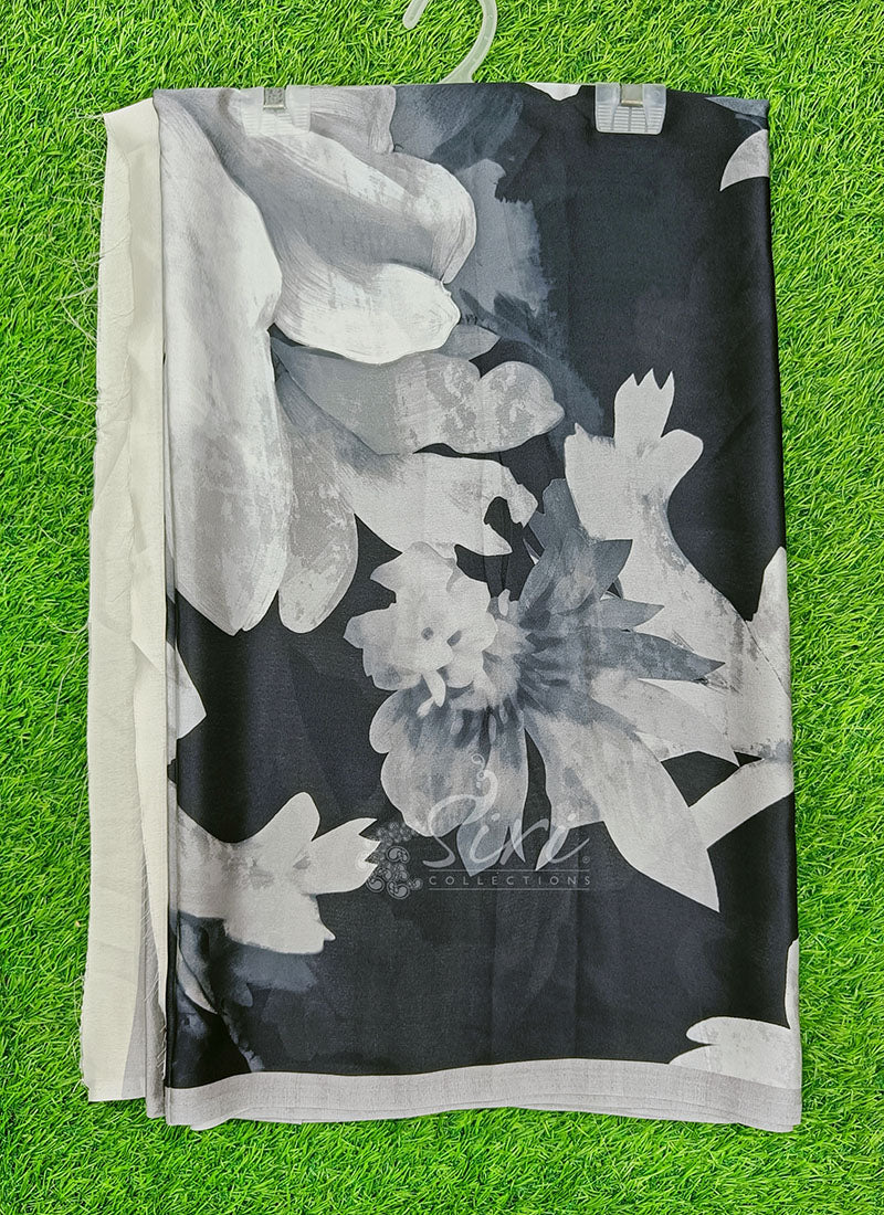 Latest Beautiful Digital Print Satin Crepe Saree