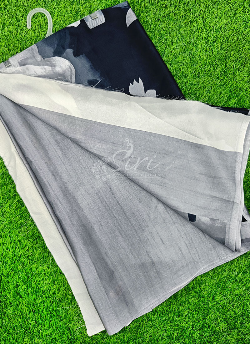 Latest Beautiful Digital Print Satin Crepe Saree