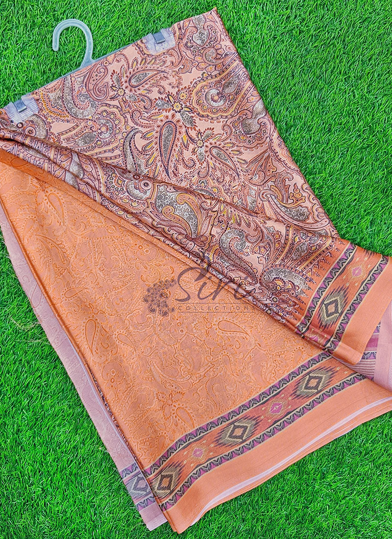 Latest Beautiful Digital Print Satin Crepe Saree