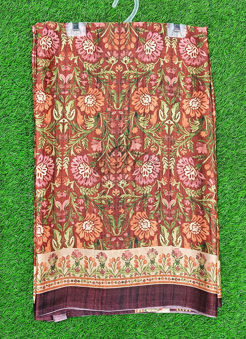 Latest Beautiful Digital Print Satin Crepe Saree