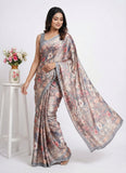 Latest Beautiful Digital Print Satin Crepe Saree