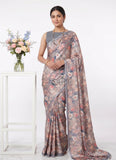 Latest Beautiful Digital Print Satin Crepe Saree