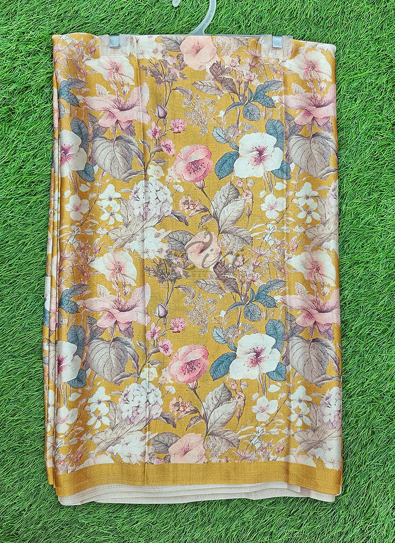 Latest Beautiful Digital Print Satin Crepe Saree