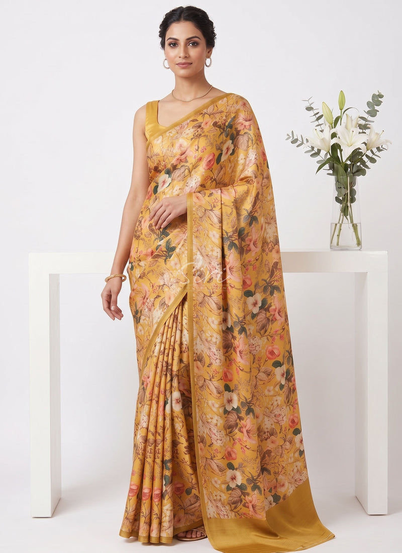 Beautiful Premium Digital Print Satin Crepe Silk Saree