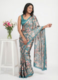 Latest Premium Digital Print Satin Crepe Saree