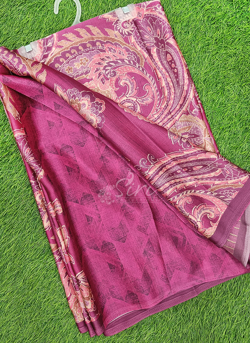 Latest Beautiful Digital Print Satin Crepe Saree
