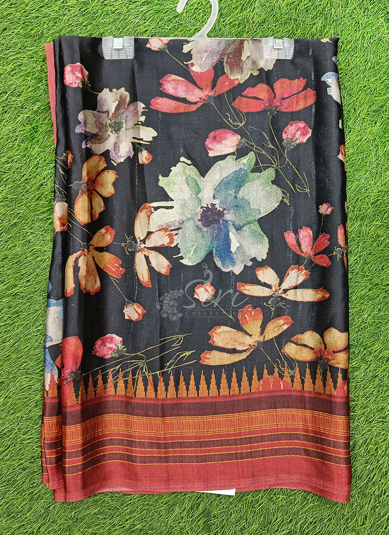 Latest Beautiful Digital Print Satin Crepe Saree