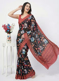 Latest Beautiful Digital Print Satin Crepe Saree