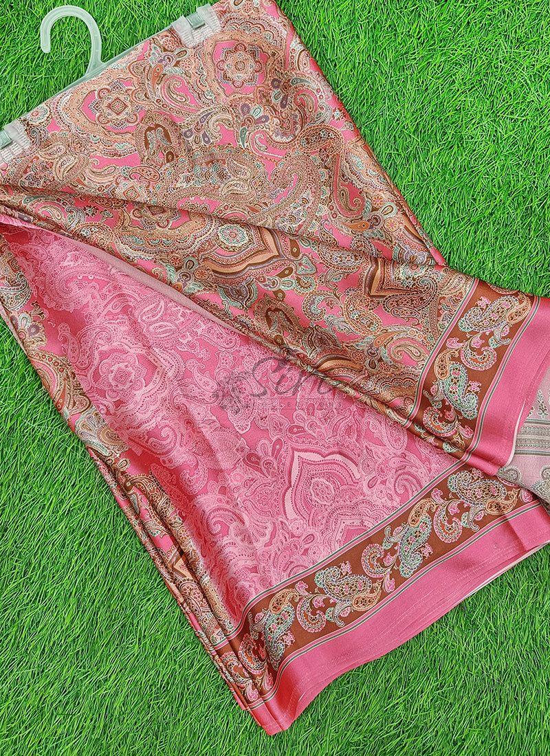 Latest Beautiful Digital Print Satin Crepe Saree