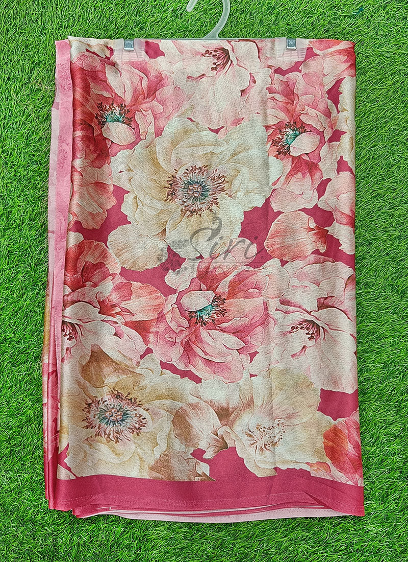 Latest Beautiful Digital Print Satin Crepe Saree