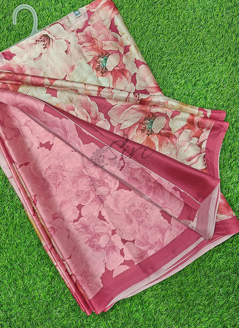 Latest Beautiful Digital Print Satin Crepe Saree