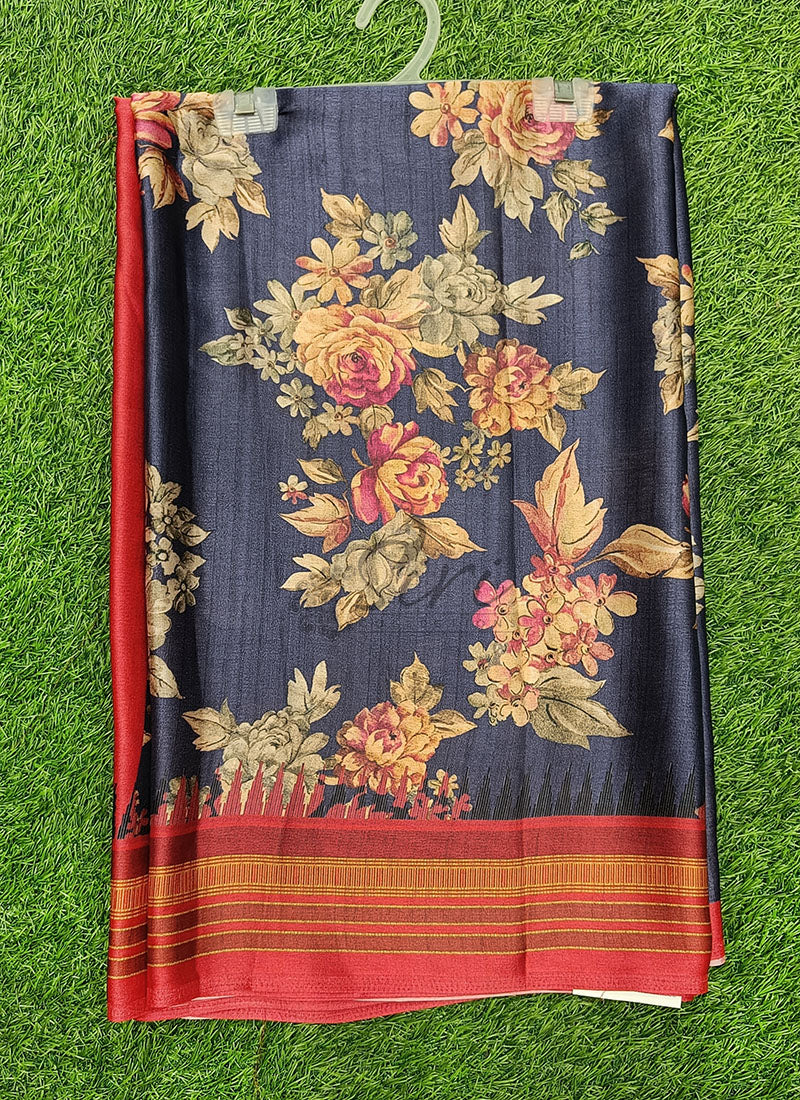 Latest Beautiful Digital Print Satin Crepe Saree