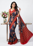 Latest Beautiful Digital Print Satin Crepe Saree