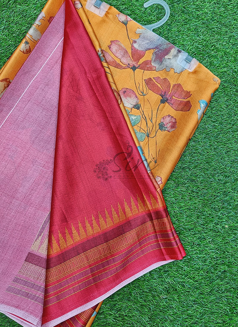 Latest Beautiful Digital Print Satin Crepe Saree