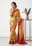 Latest Beautiful Digital Print Satin Crepe Saree