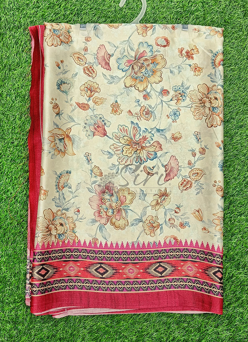 Latest Beautiful Digital Print Satin Crepe Saree