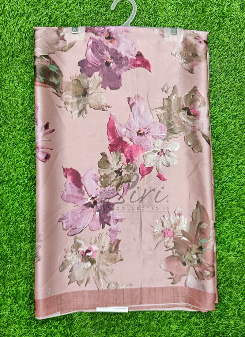 Latest Beautiful Digital Print Satin Crepe Saree