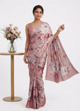 Latest Beautiful Digital Print Satin Crepe Saree